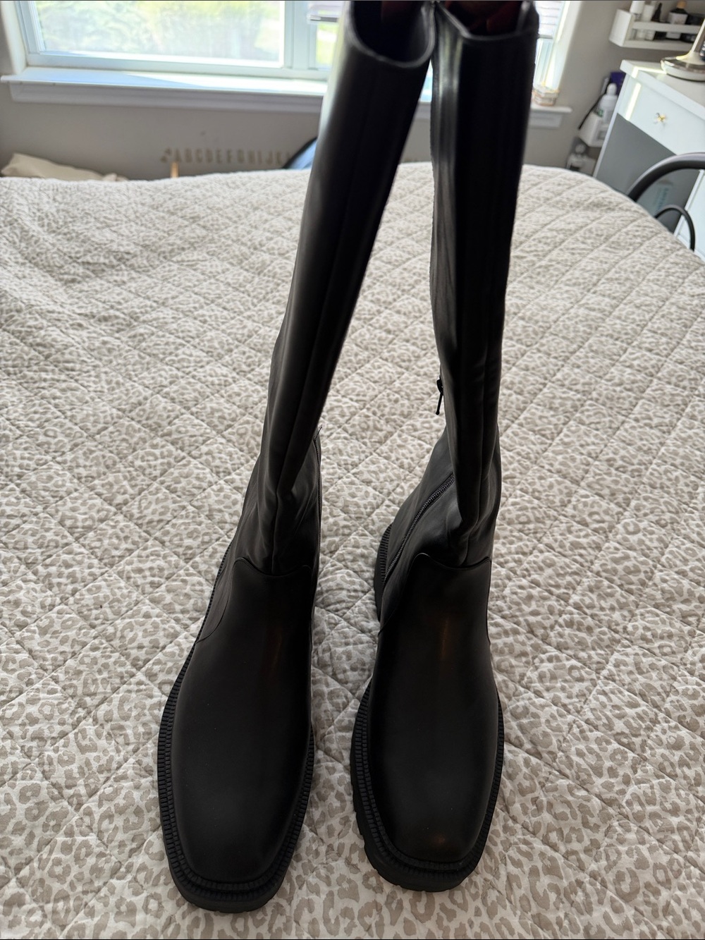Mix No. 6 Black Mid-Calf Lug Sole Boots